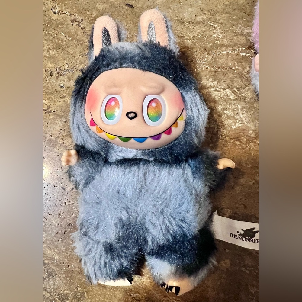 Pair of Plush Labubu Monster Dolls -Gray & Pastel Purple/Pink (Washed and Dried) - Picture 7 of 10